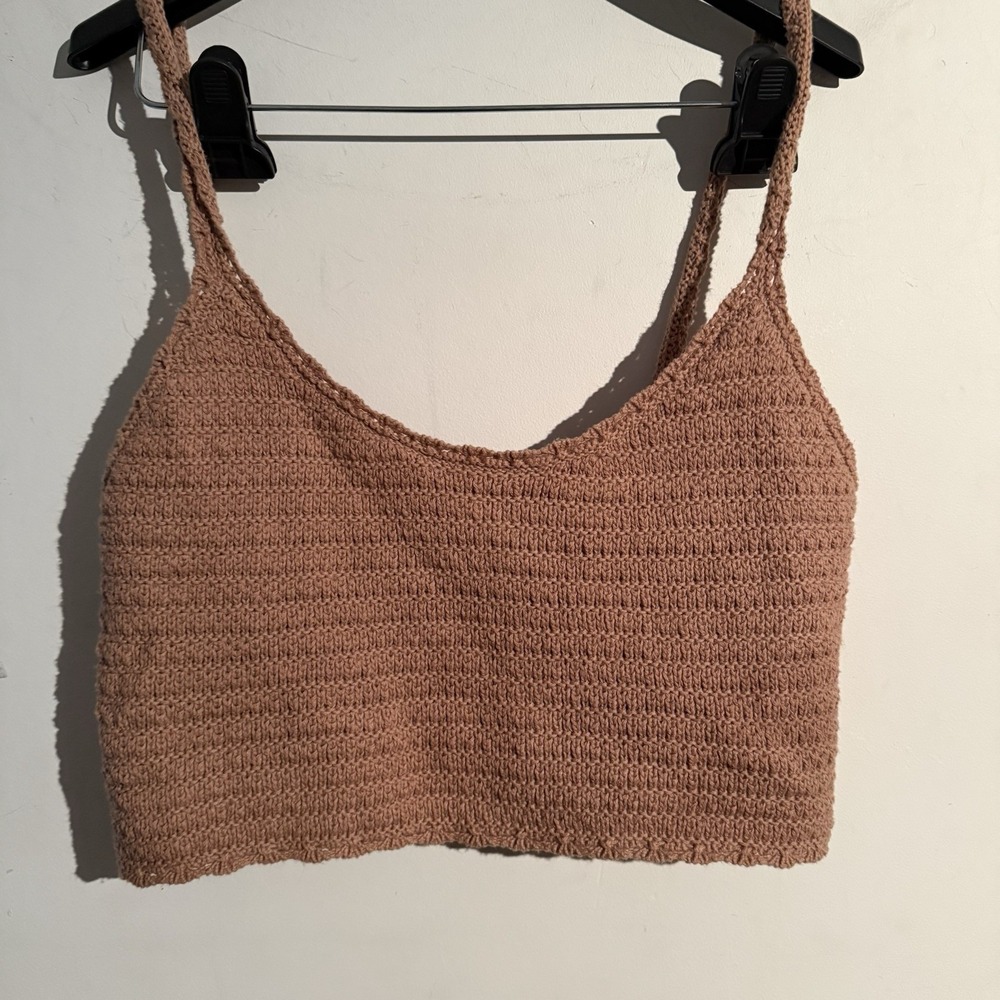 Aerie Small‎ Crochet Crop Top Brown Boho Goblin Nature Festival Concert